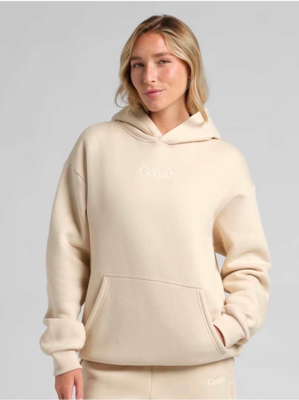Comfrt Signature Fit Hoodie Sweatshirt Size XS Color Bone